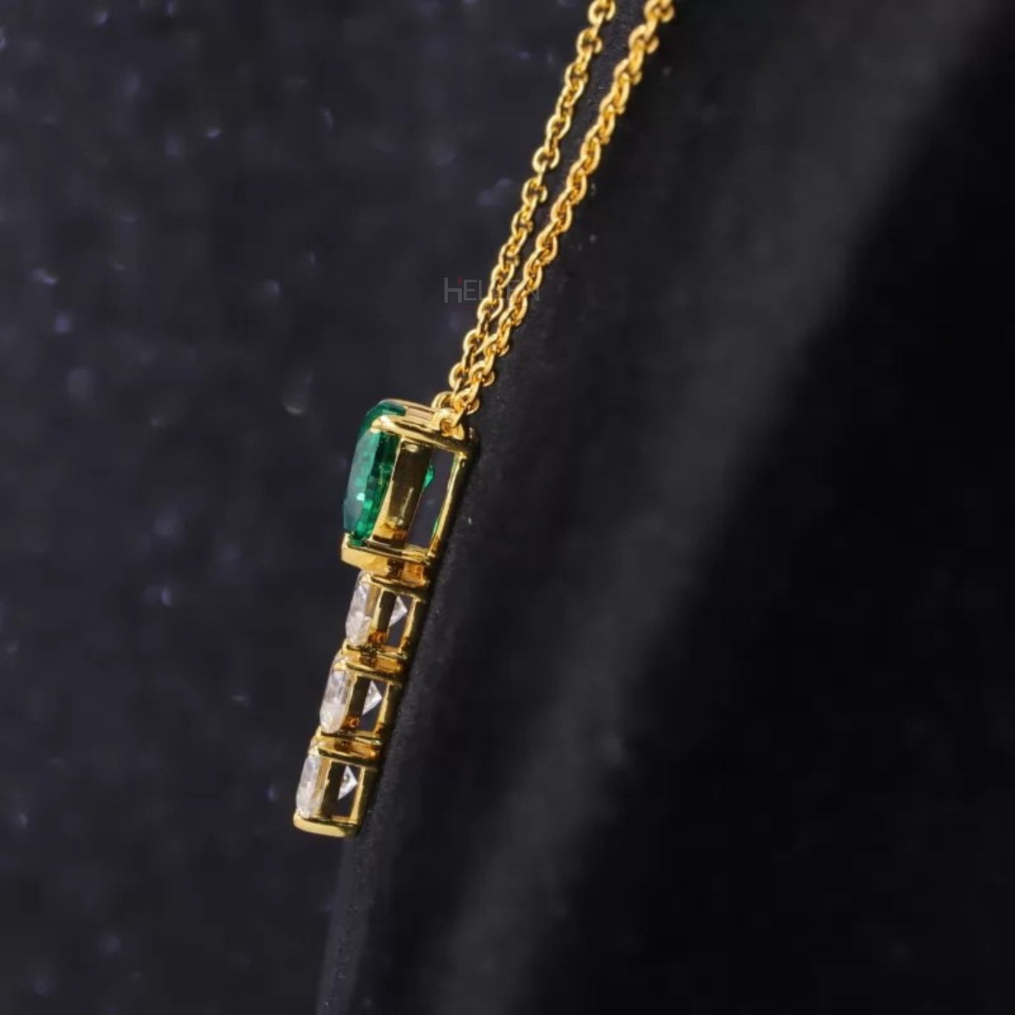 Green Gemstone And Moissanite Long Necklace