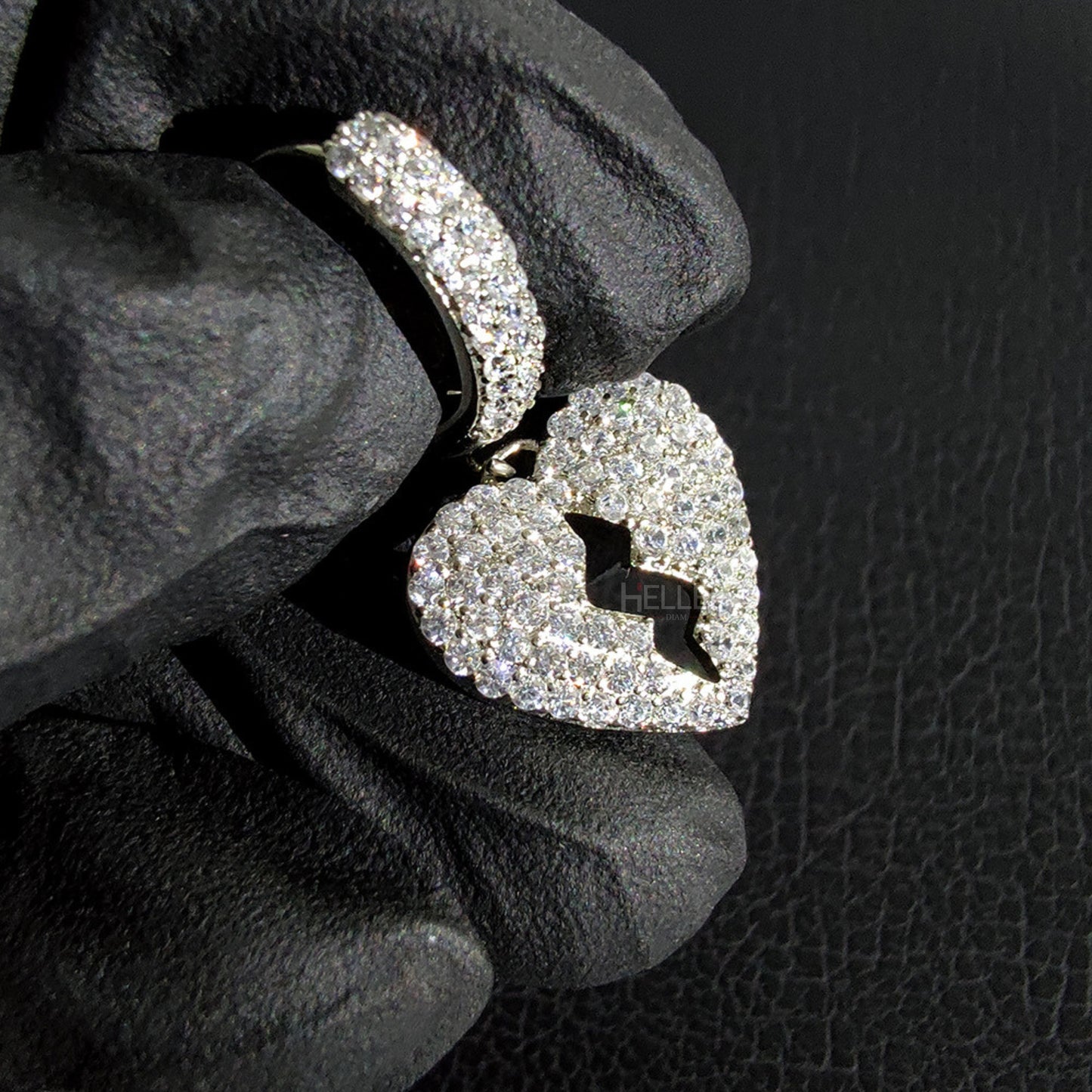 Broken Heart Hoops Moissanite Earrings