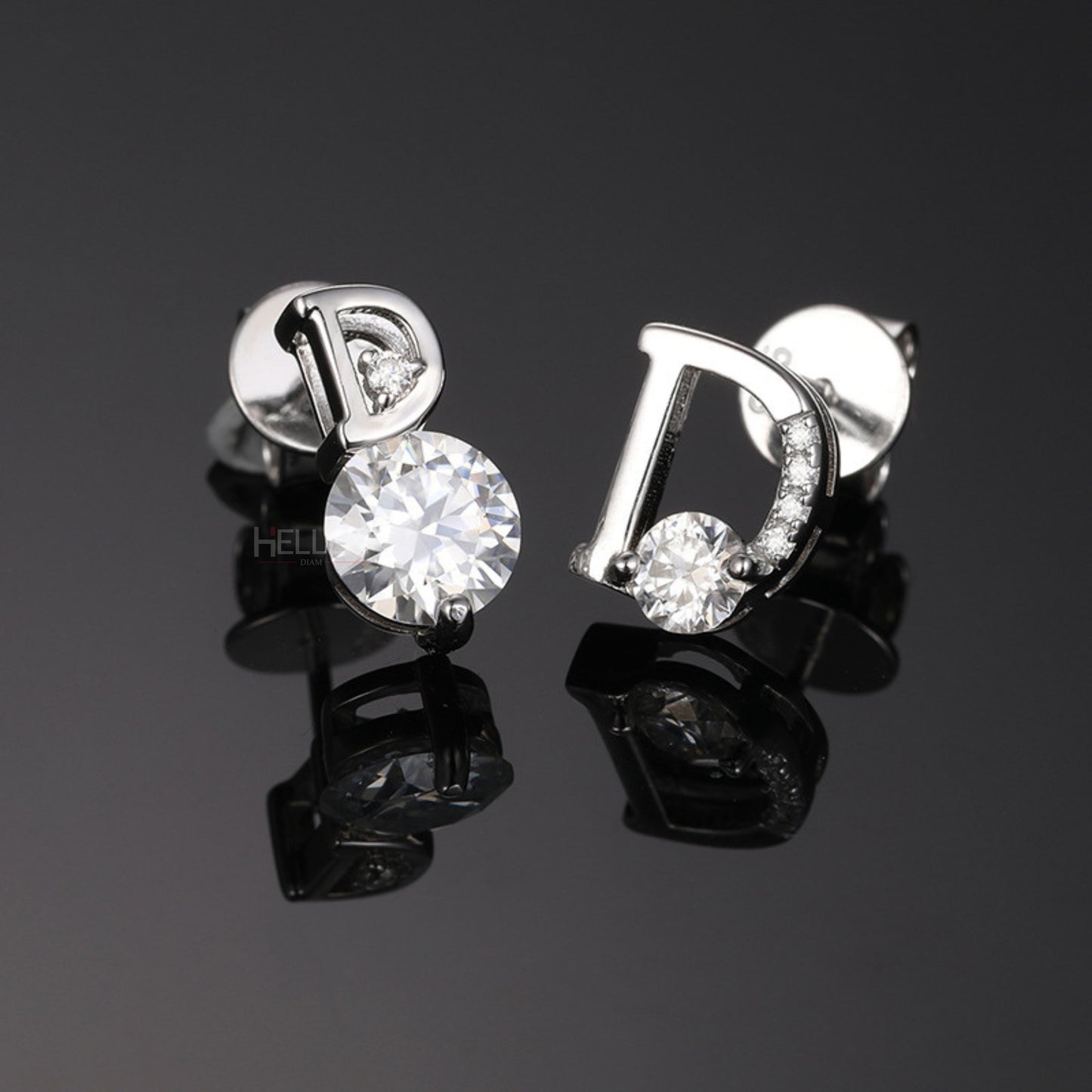 Hip-hop alphabet ‘D’ studs with uneven design – personalized drip with creative edge

