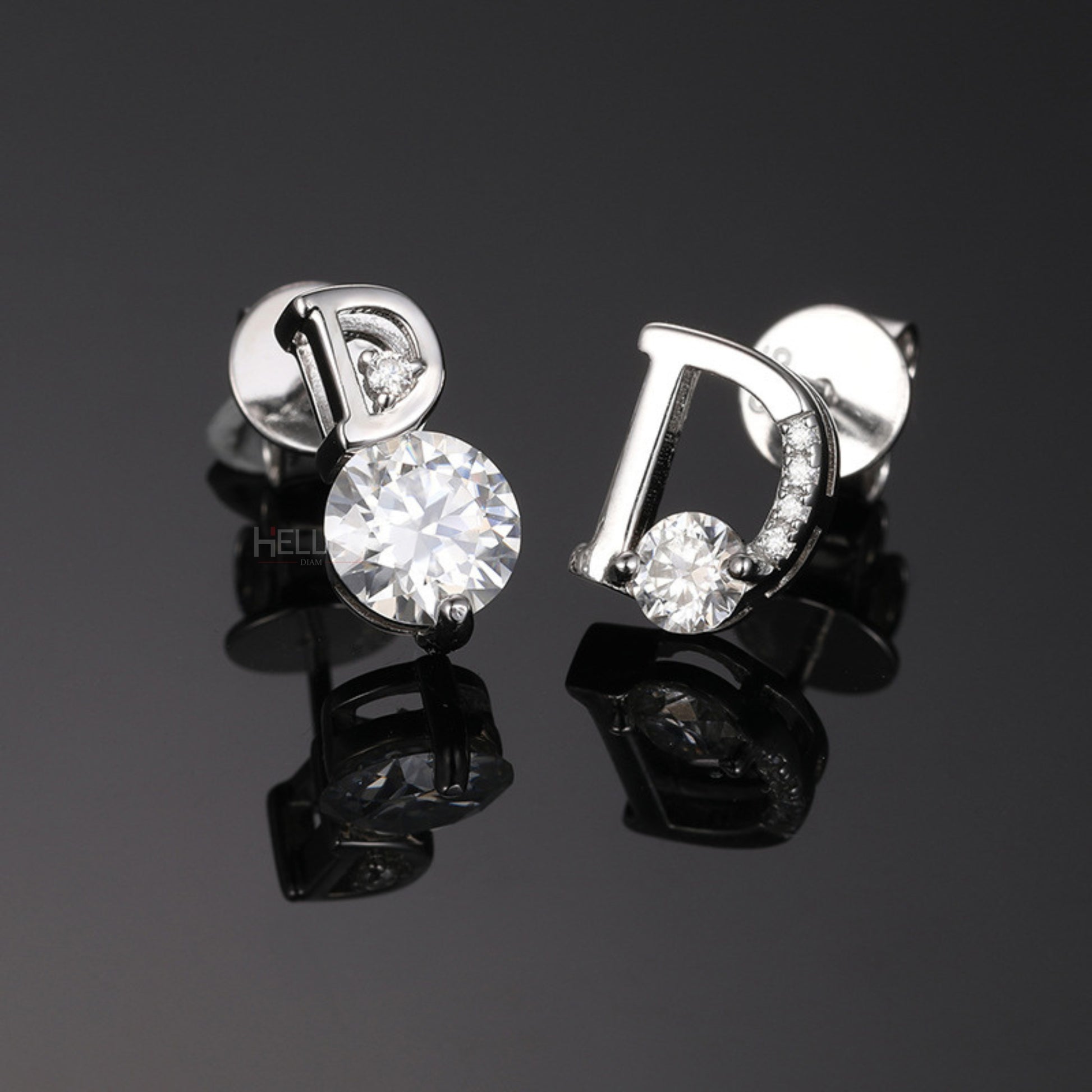 Hip-hop alphabet ‘D’ studs with uneven design – personalized drip with creative edge

