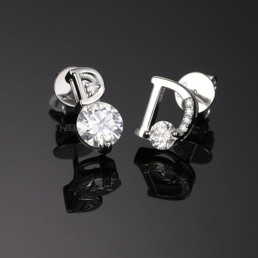 Hip-hop alphabet ‘D’ studs with uneven design – personalized drip with creative edge

