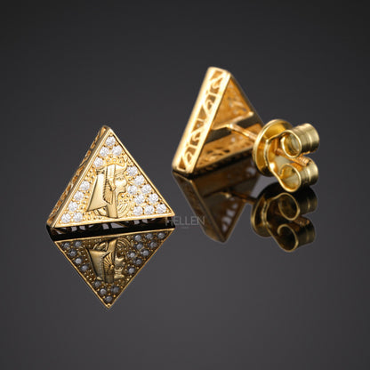 Moissanite Geometric Mini Tringle Pyramid Earrings Studs