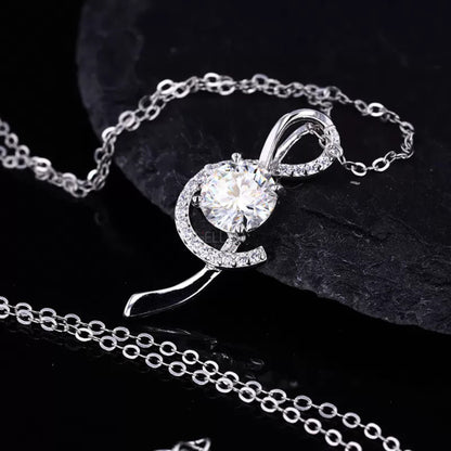 Round Cut Solitaire & Music Notes Moissanite Necklace