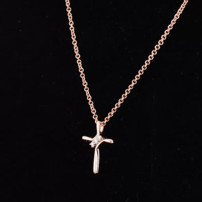 Crossed Pendent With 3 Round Cut Moissanite Necklace