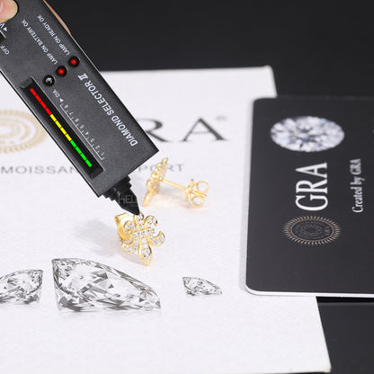 Fleur De Lis Moissanite Studded Men's Hip-Hop Studs