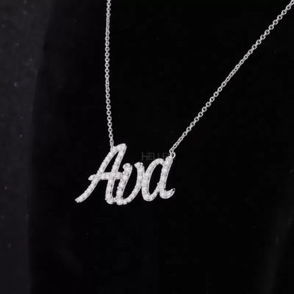 Personalized moissanite name necklace with 3 words in calligraphy – elegant custom jewelry for gifting

