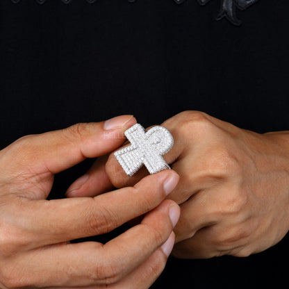 Hip Hop Ankh Halo VVS Round Cut Moissanite Ring