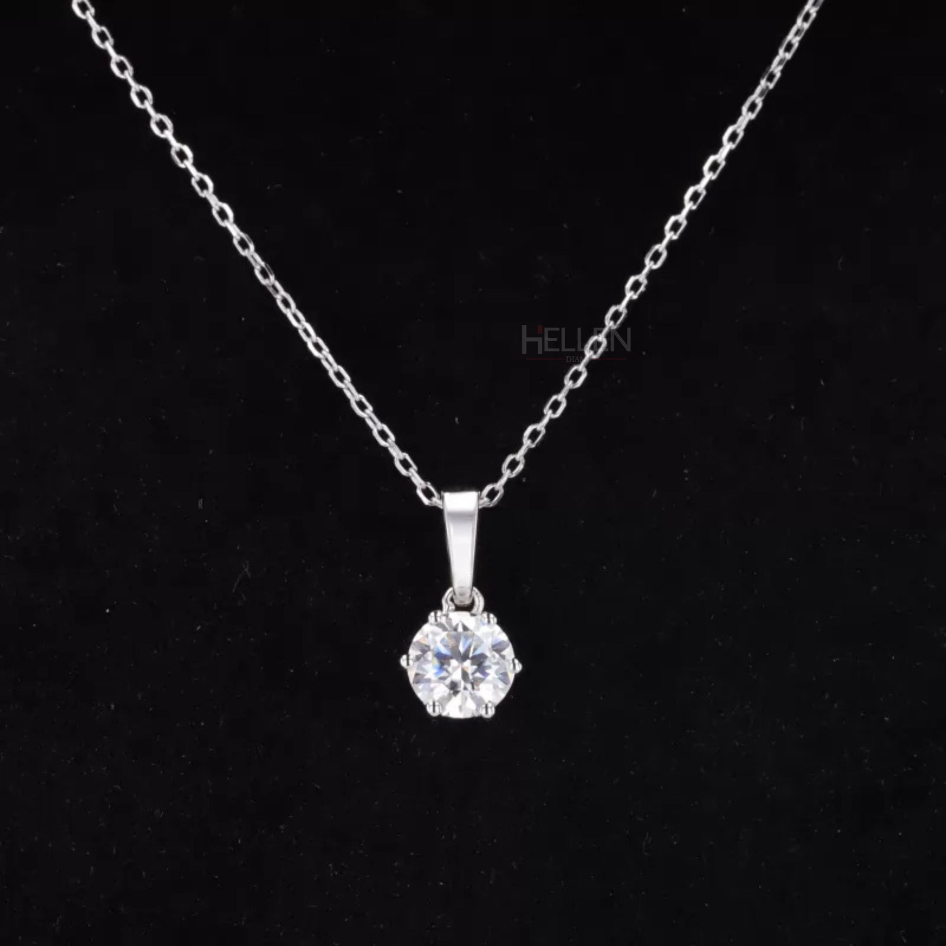 Round cut moissanite solitaire necklace with loop setting – simple and elegant daily wear pendant