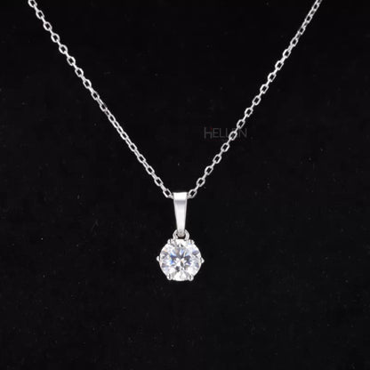 Round cut moissanite solitaire necklace with loop setting – simple and elegant daily wear pendant