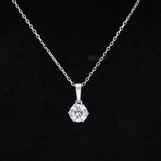 Round cut moissanite solitaire necklace with loop setting – simple and elegant daily wear pendant