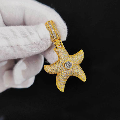 Star Fish Iced Streetwear Pendant With Moissanite