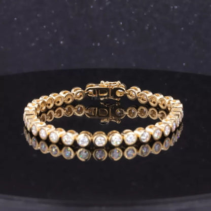 Round Cut Moissanite Bezel Setting Tennis Bracelet