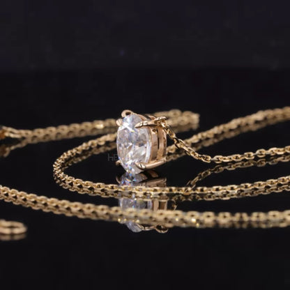 Oval Cut 4  Prong Dual Loop Solitaire Moissanite Necklace