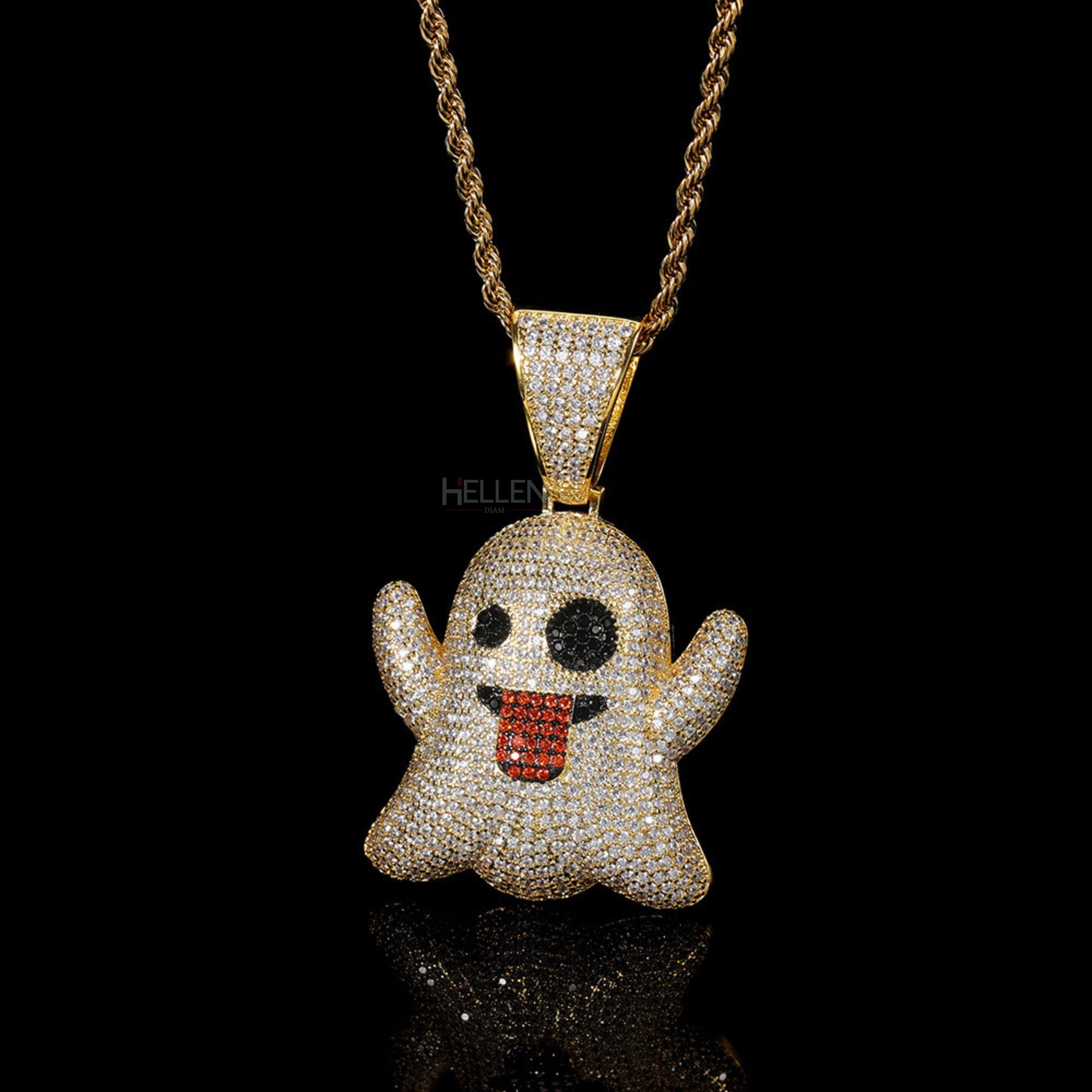 Bling Ghost Emoji Hip Hop Pendant With VVS Moissanite