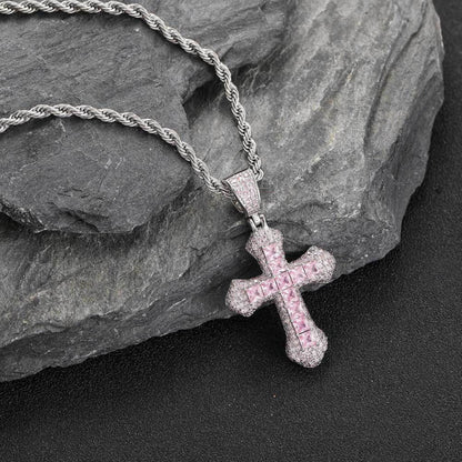 Hip Hop Crossed Pendent With Gemstone And Moissanites of You Choice