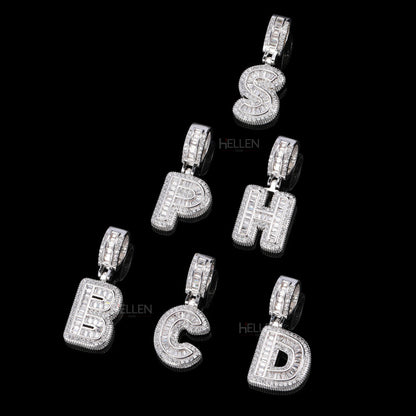 Alphabet Initial Pendant With Round And Baguette Moissanite