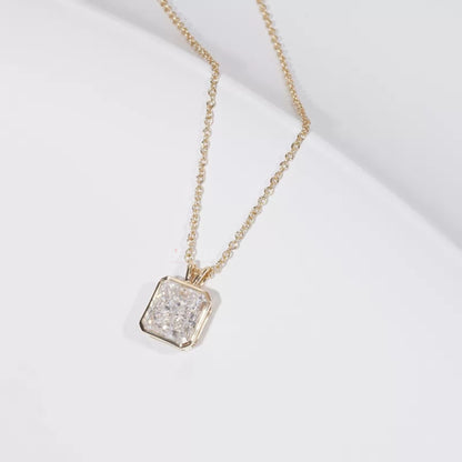 Radiant Cut Solitaire Bezel Setting Hoop Necklace