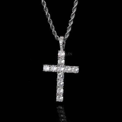 Men's Crossed Moissanite Round Cut Necklace