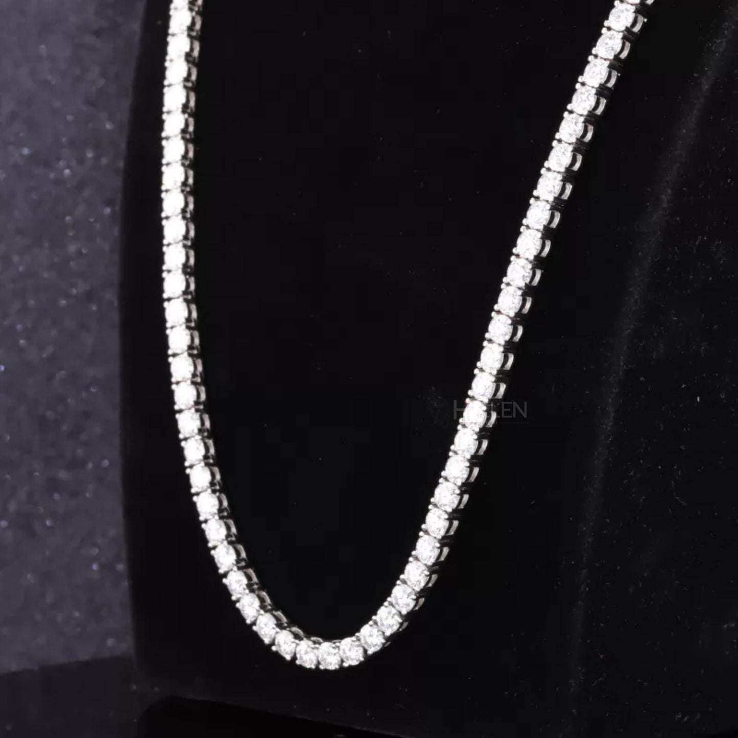 3 MM Round Cut Moissanite Tennis Chain Necklace