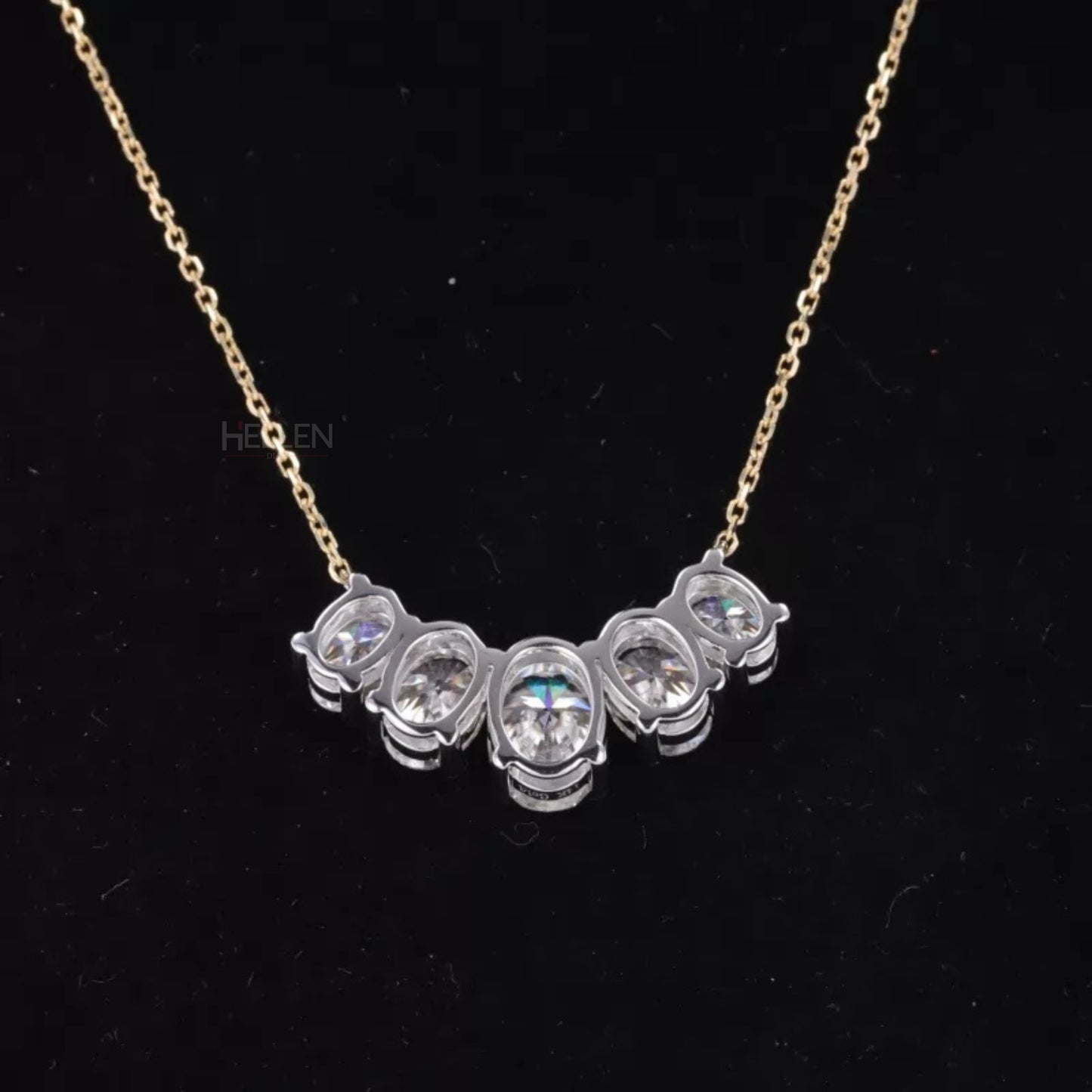 5 Stone Oval Moissanite Smiley Necklace for Everyday