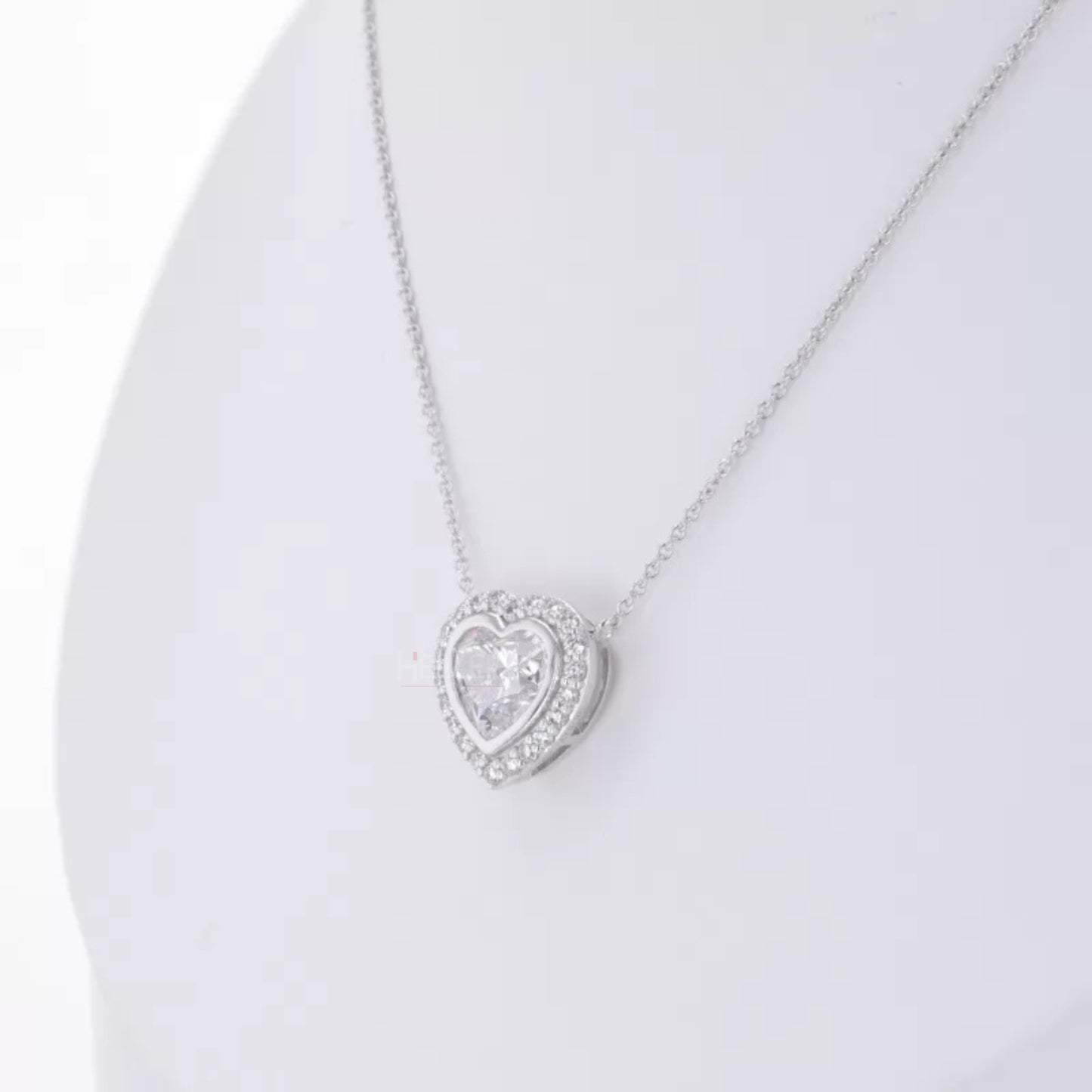 Heart Cut Solitaire Halo Moissanite Necklace For Bridesmaid