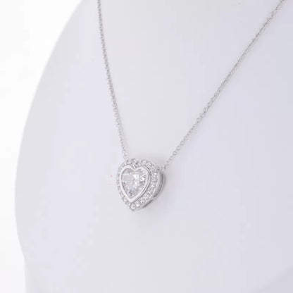 Heart Cut Solitaire Halo Moissanite Necklace For Bridesmaid