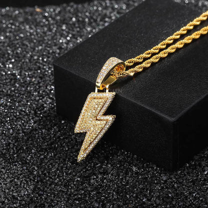 Lightening Flash Long Pendant With Moissanite And Yellow Sapphire Gemstone