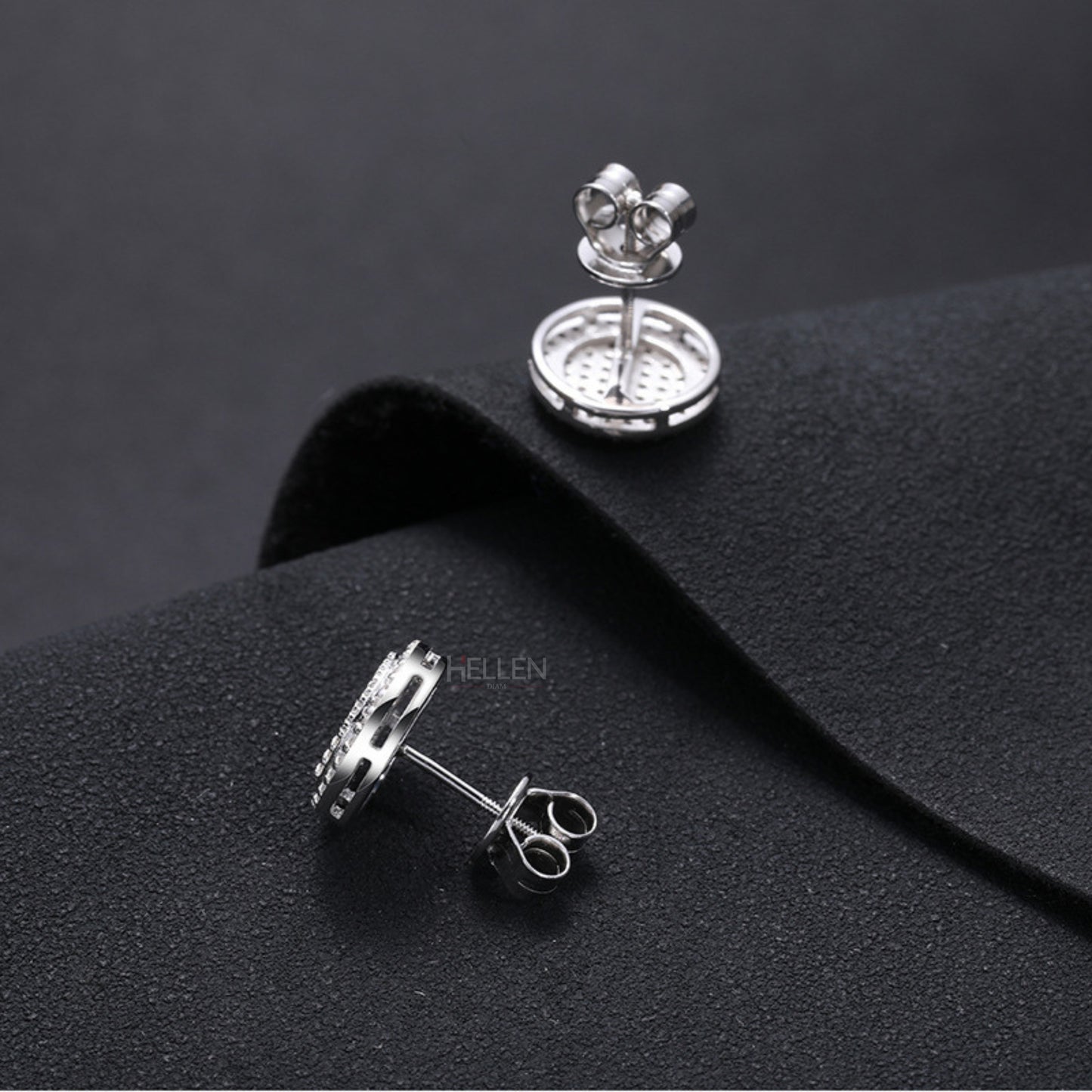 Iced Out Moissanite Studded Round Studs Earrings