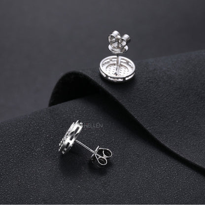 Iced Out Moissanite Studded Round Studs Earrings