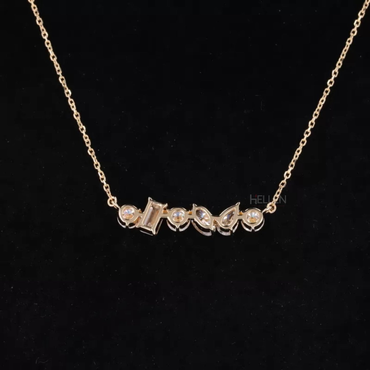 Trendy All Shaped Moissanite Single Line Necklace