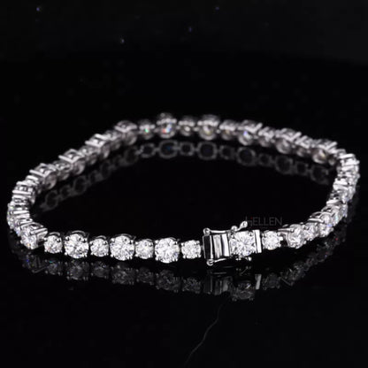 Alternating Round Cut Moissanite Tennis Bracelet