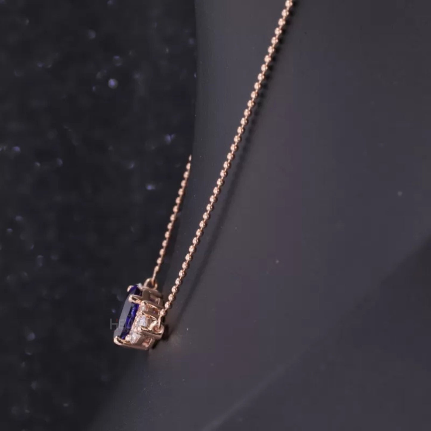Elegant Blue Tanzanite Round, Marquis Moissanite Necklace