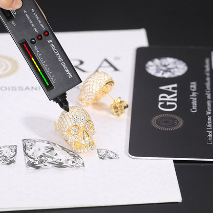 Exclusive Skull Head Men's Studs With Iced Out Moissanite
