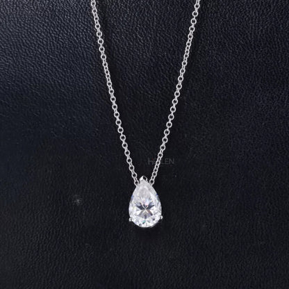 Trendy Pear Cut Solitaire Necklace with Hidden Loop