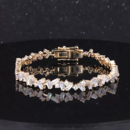 Exclusive Irregular Baguette & Round Cut Moissanite Tennis Bracelet