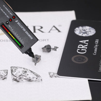 Men's Lightening Flash Black Studs With Black Round Moissanite