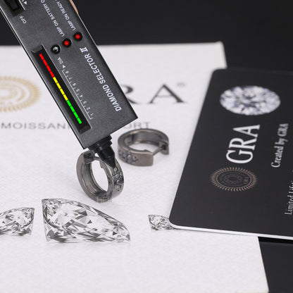 Men's Black Hoops With Cross Black Round Moissanite