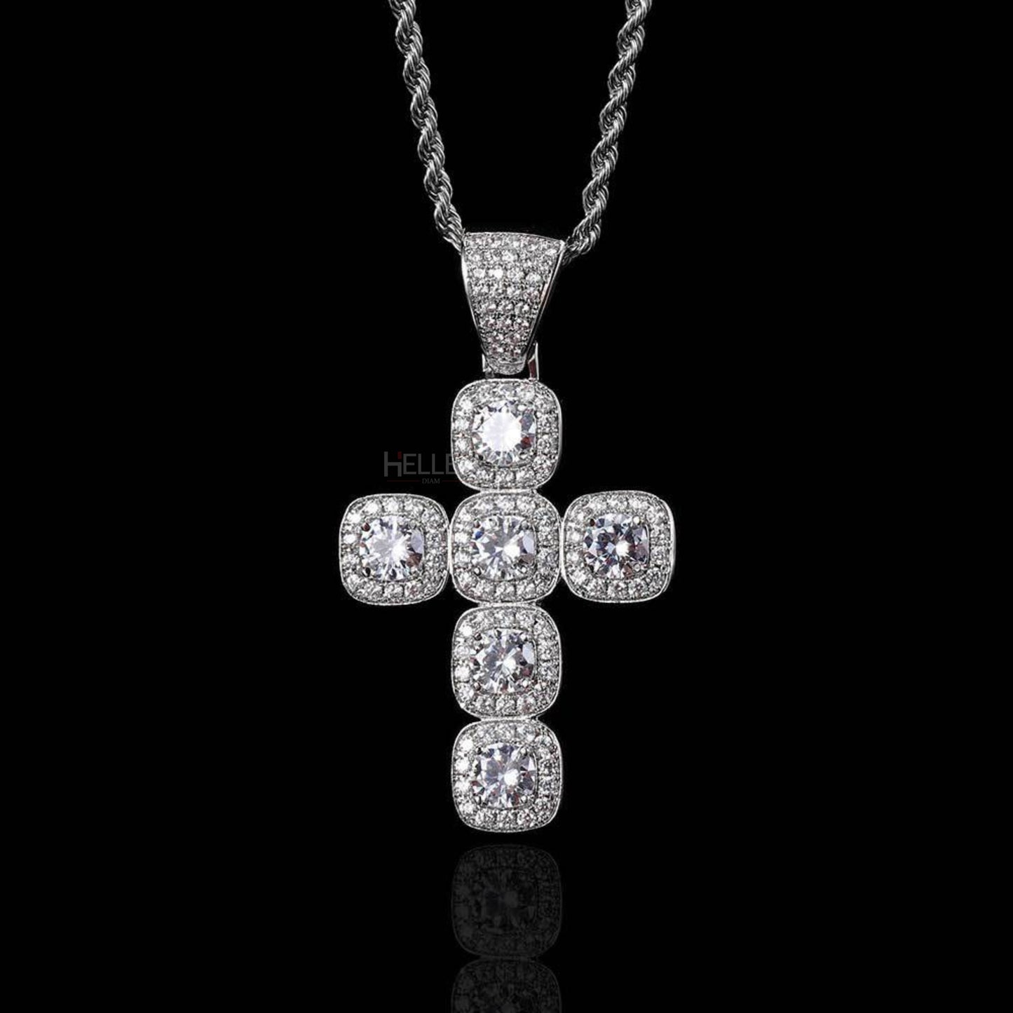 Men's Solitaire Crossed Moissanite Round Cut Necklace