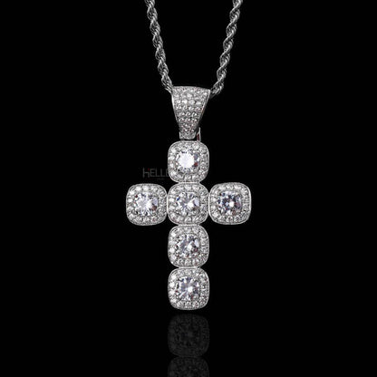 Men's Solitaire Crossed Moissanite Round Cut Necklace