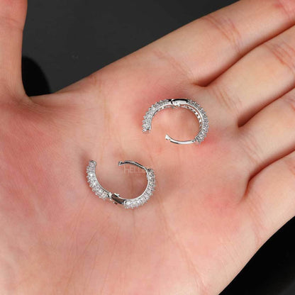 Iced Out Moissanite Studded Hoop Earrings