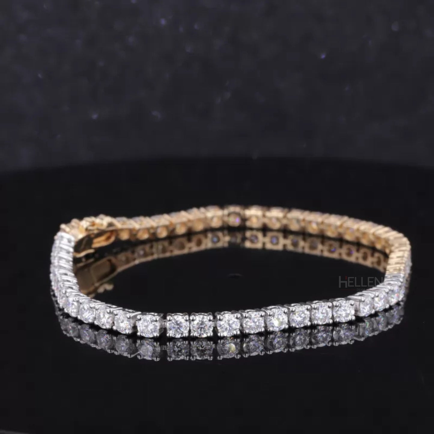2-Tone Gold & White Round Moissanite Classic Tennis Bracelet