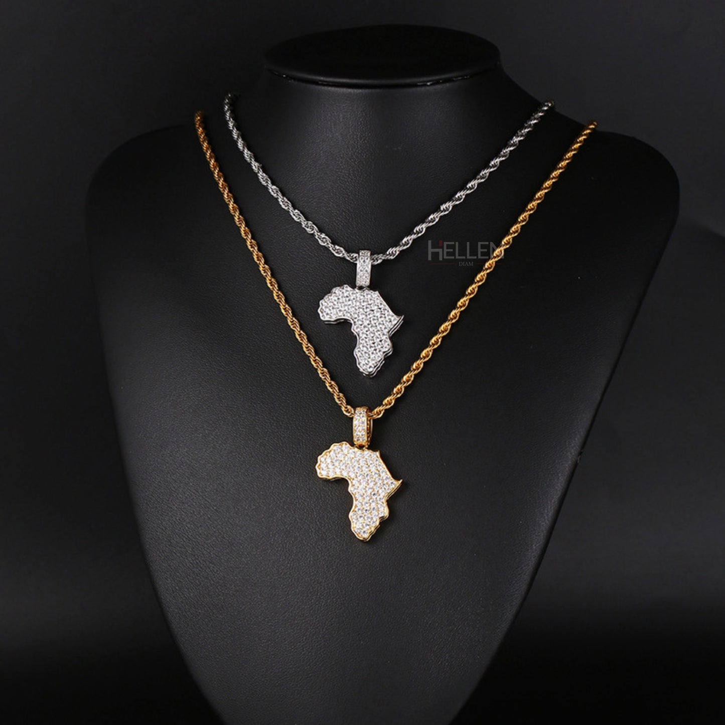 Africa map pendant iced with moissanite – cultural pride with brilliant hip-hop style

