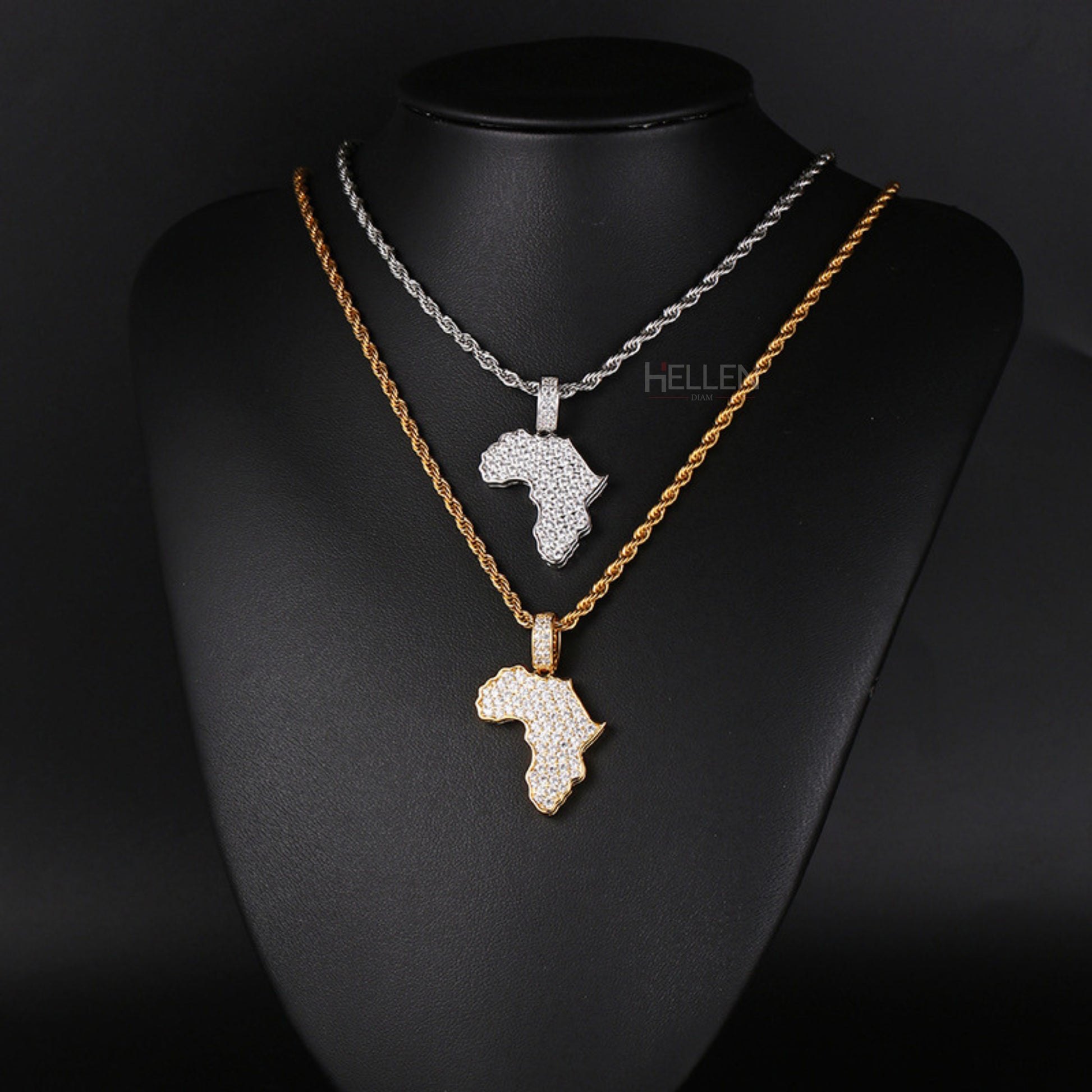 Africa map pendant iced with moissanite – cultural pride with brilliant hip-hop style

