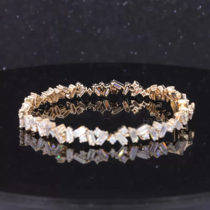 Exclusive Irregular Baguette & Round Cut Moissanite Tennis Bracelet