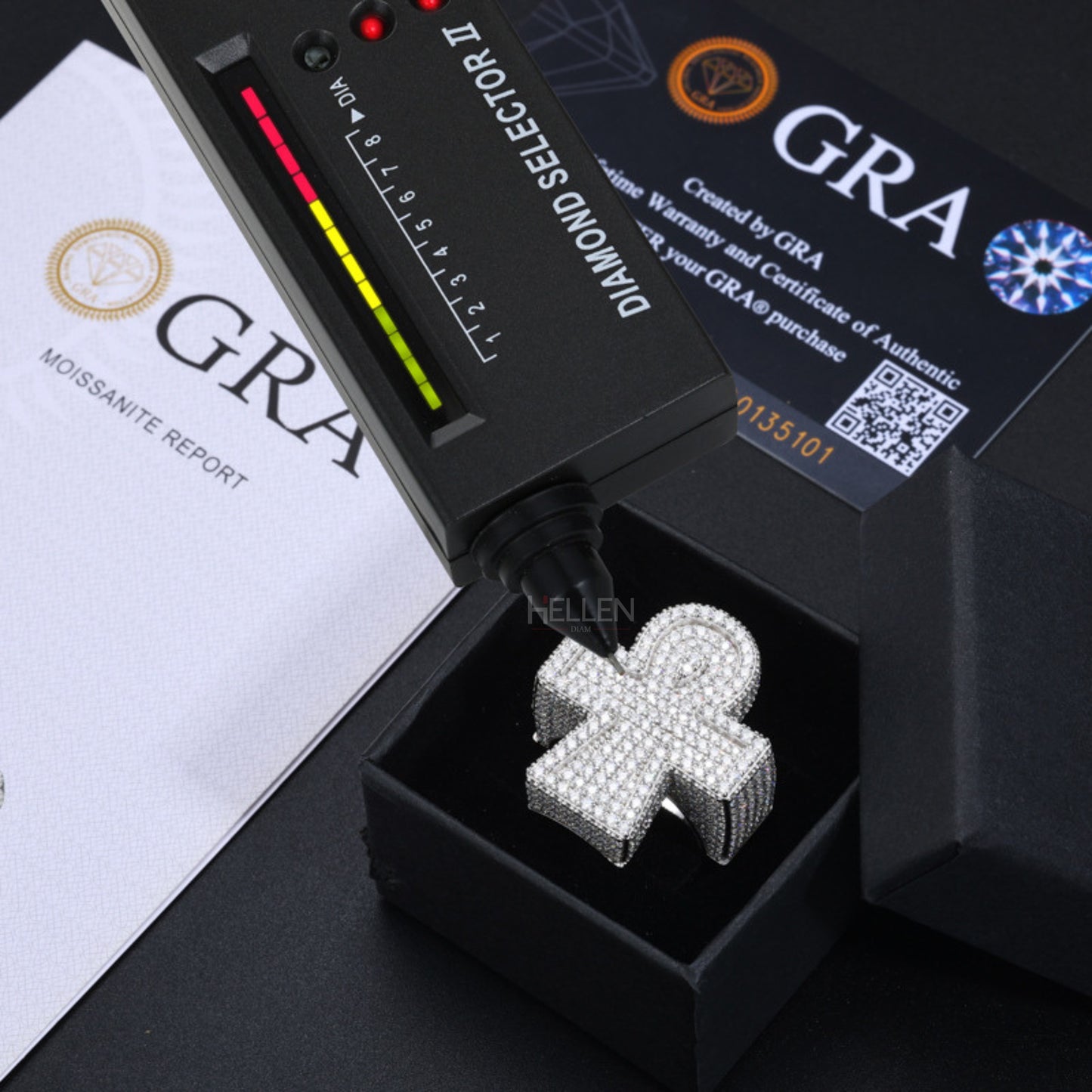 Hip Hop Ankh Halo VVS Round Cut Moissanite Ring