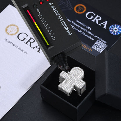 Hip Hop Ankh Halo VVS Round Cut Moissanite Ring