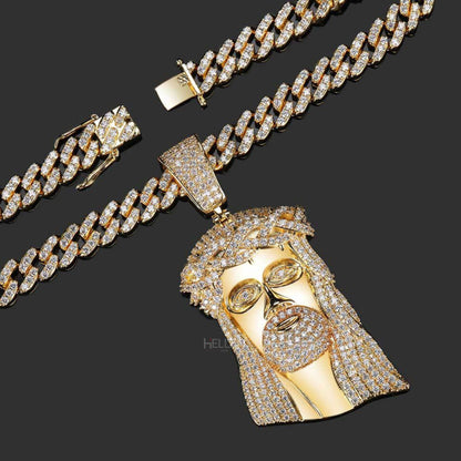 Bling Bling Jesus Pendant Iced Out Necklace With Moissanite