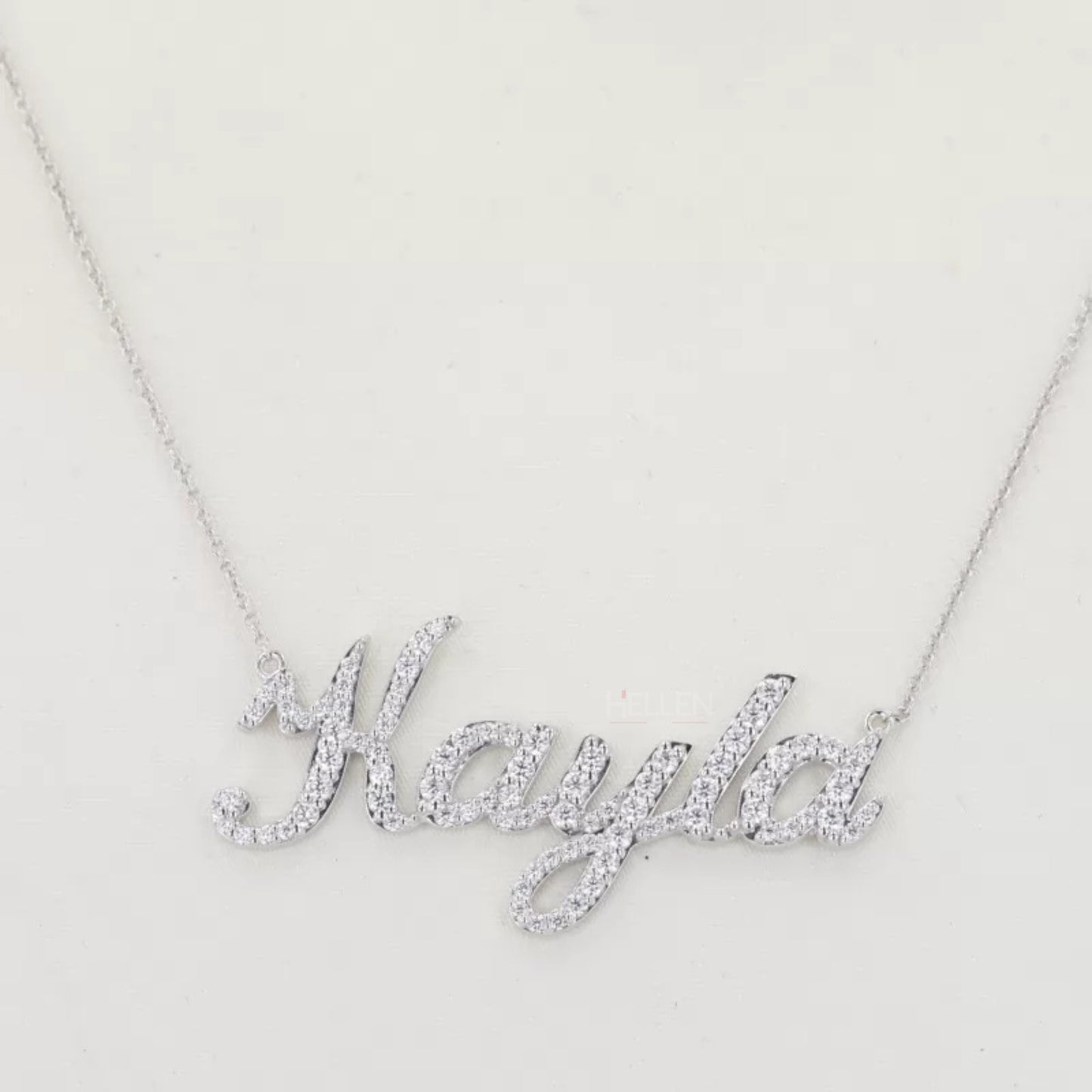 5 Word Calligraphy Name Moissanite Pendent- Add your name in Personalized