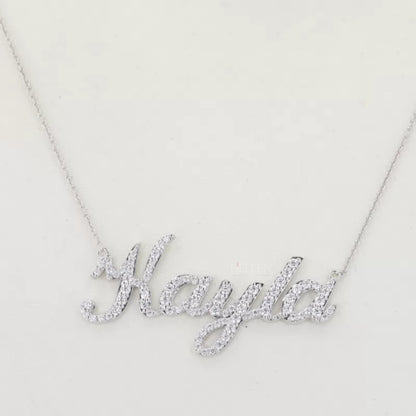 5 Word Calligraphy Name Moissanite Pendent- Add your name in Personalized
