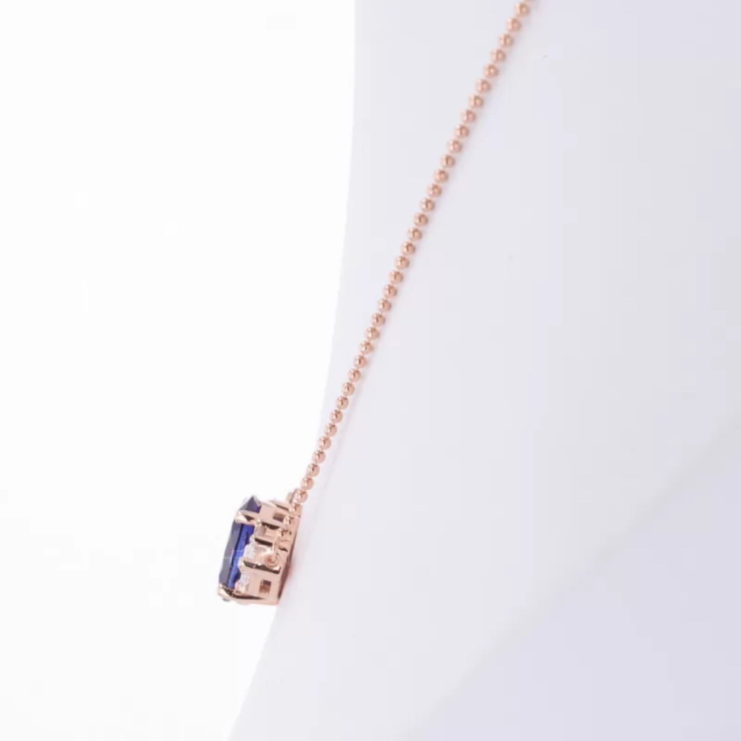 Elegant Blue Tanzanite Round, Marquis Moissanite Necklace